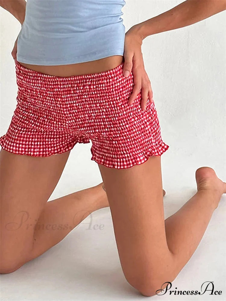 Checkered Frilled Sleepwear Lounge Short