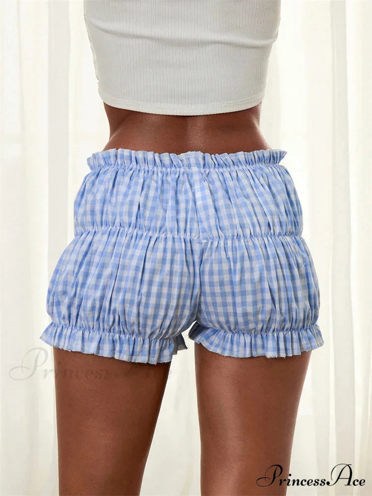 Checkered Gathered Frilly Bloomer Short