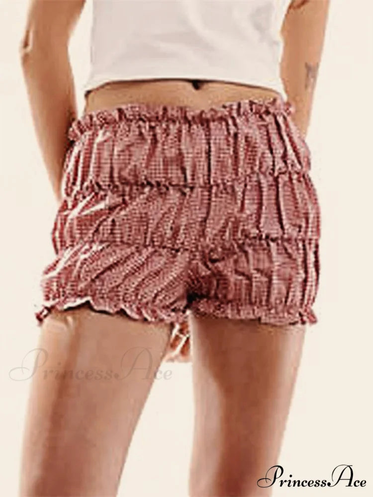 Checkered Gathered Frilly Bloomer Short