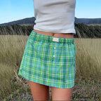 Checkered Gingham Short Skirt