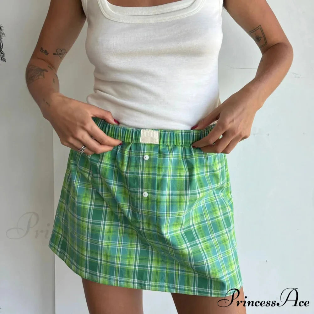 Checkered Gingham Short Skirt