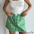 Checkered Gingham Short Skirt