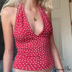 Checkered Heart Lace-Up Crop Top