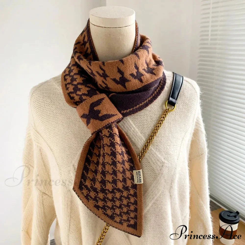 Checkered Knit Winter Scarf