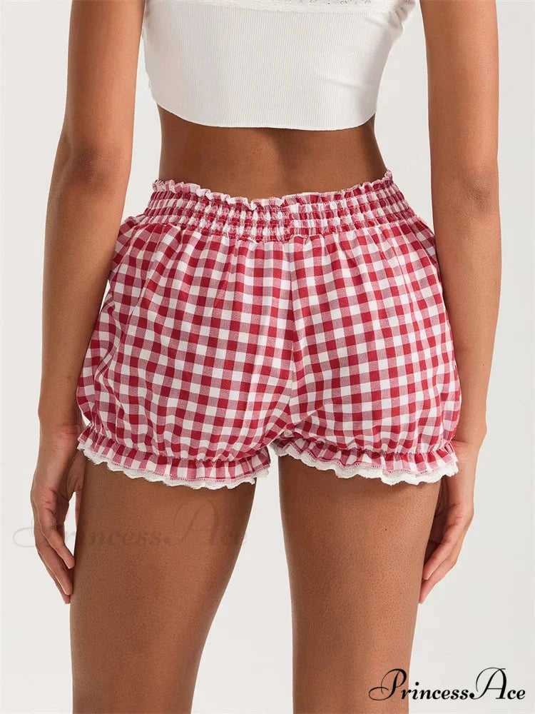 Checkered Lace Frill Bloomer Short