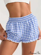 Checkered Lace Frill Bloomer Short