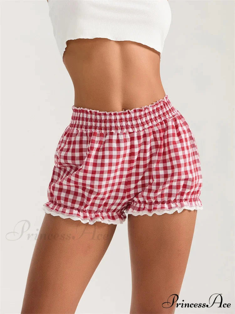 Checkered Lace Frill Bloomer Short