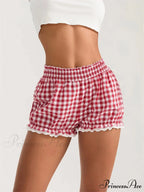 Checkered Lace Frill Bloomer Short