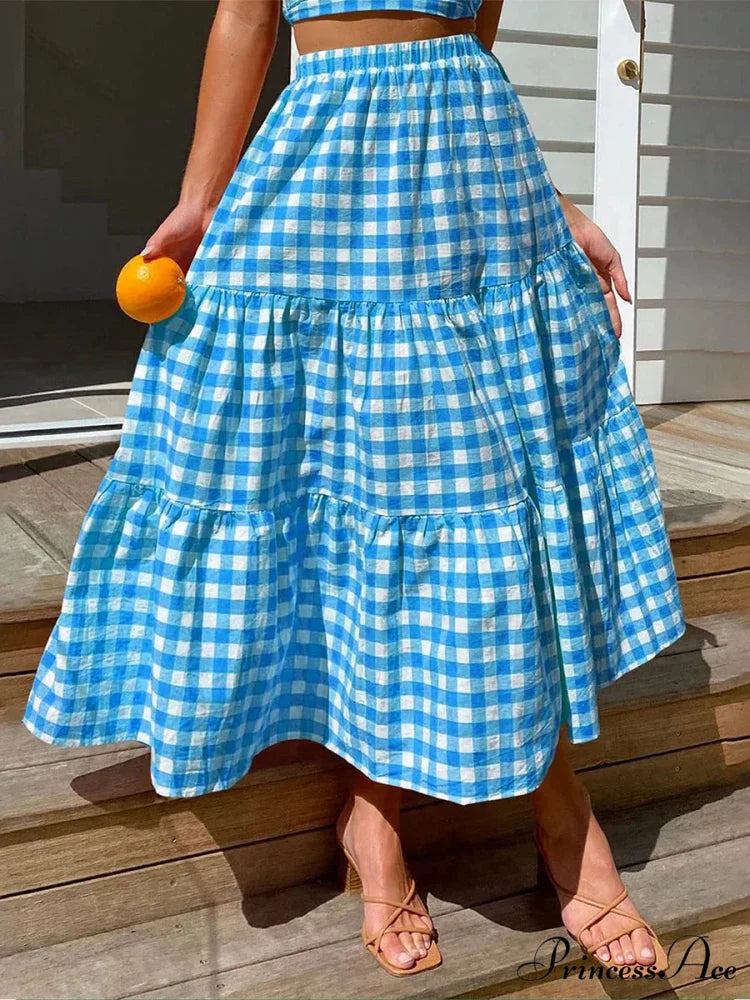 Checkered Layered Patchwork Skirt