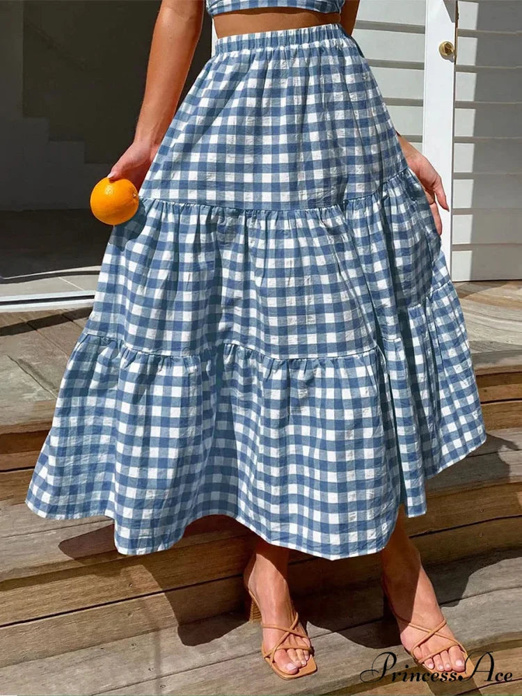 Checkered Layered Patchwork Skirt