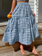 Checkered Layered Patchwork Skirt