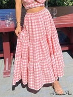 Checkered Layered Patchwork Skirt