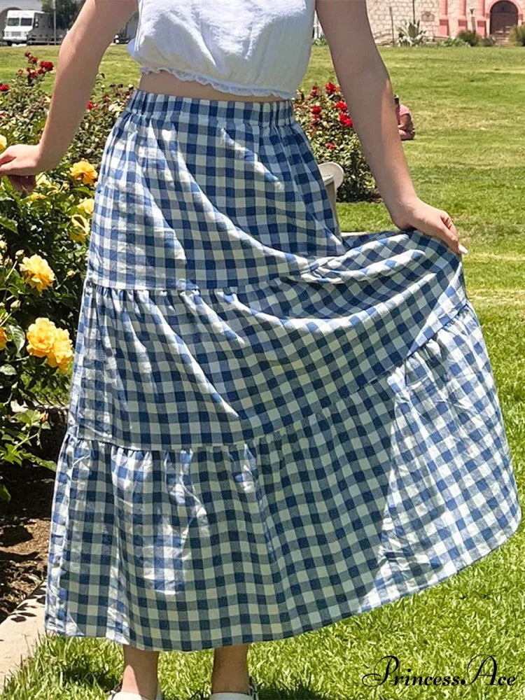 Checkered Layered Patchwork Skirt