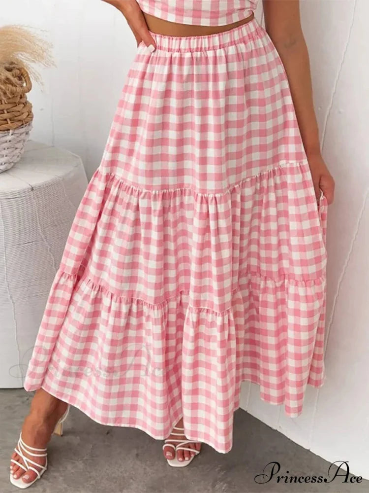 Checkered Layered Patchwork Skirt