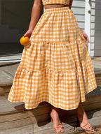 Checkered Layered Patchwork Skirt