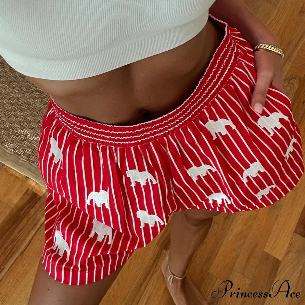 Checkered Line High-Waist Short