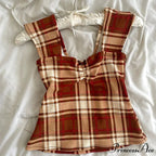 Checkered Lines Square Crop Top