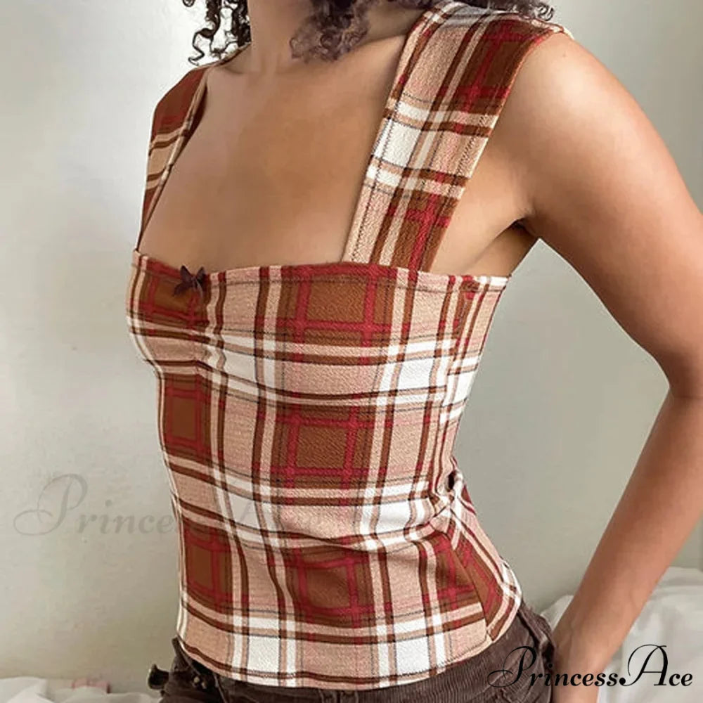 Checkered Lines Square Crop Top