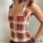 Checkered Lines Square Crop Top