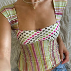 Checkered Lines Square Crop Top