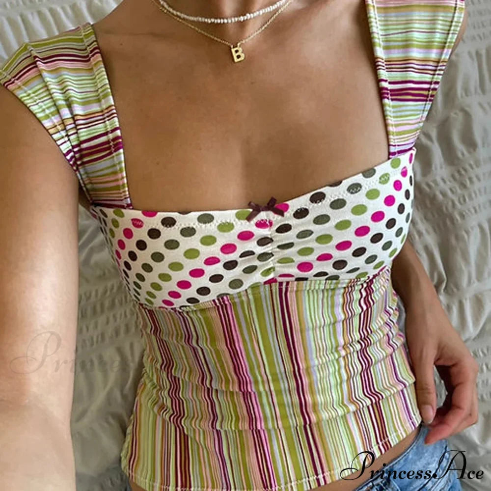 Checkered Lines Square Crop Top