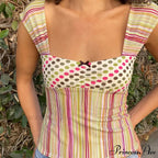 Checkered Lines Square Crop Top