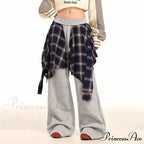 Checkered Patchwork High Waist Trousers