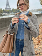 Checkered Pattern Collar Coat