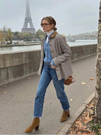 Checkered Pattern Collar Coat