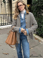 Checkered Pattern Collar Coat