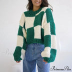 Checkered Pattern Short Cozy Jumper