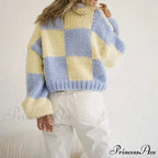 Checkered Pattern Short Cozy Jumper