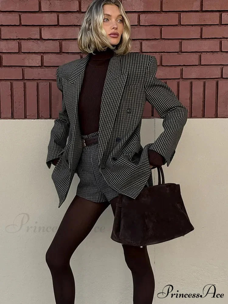 Checkered Pattern Suit Jacket