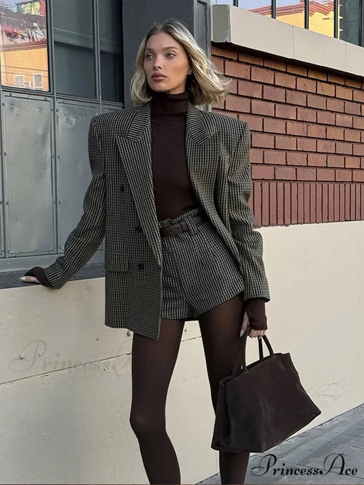 Checkered Pattern Suit Jacket