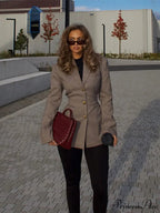 Checkered Pattern Trim Fit Collar Jacket