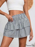 Checkered Retro Lovely Waist Skirt