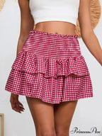 Checkered Retro Lovely Waist Skirt