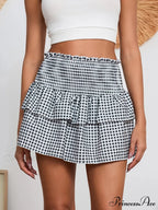 Checkered Retro Lovely Waist Skirt