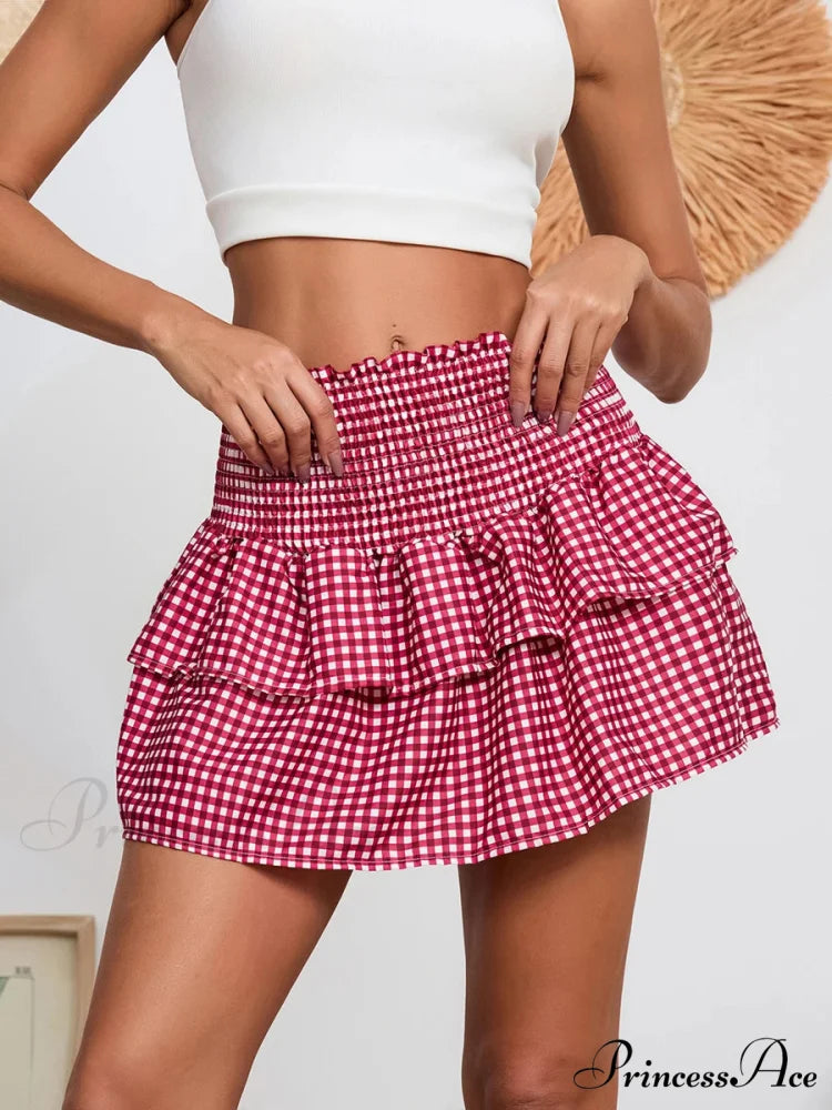 Checkered Retro Lovely Waist Skirt