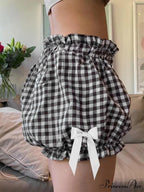 Checkered Ribbon Loose Bloomer Short