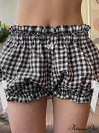 Checkered Ribbon Loose Bloomer Short
