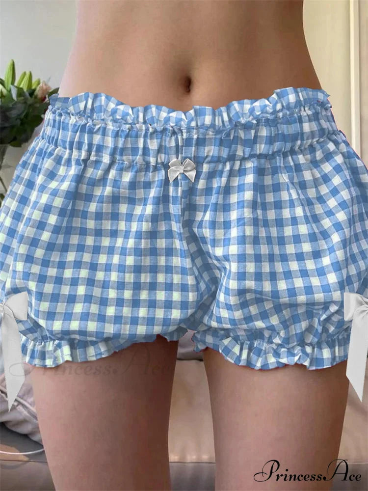Checkered Ribbon Loose Bloomer Short
