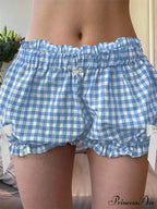 Checkered Ribbon Loose Bloomer Short