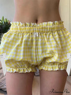 Checkered Ribbon Loose Bloomer Short