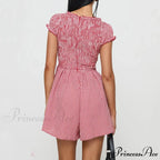 Checkered Shirred Babydoll Mini Dress