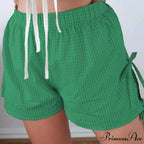 Checkered Side Strap Loose Wide Sweat Fitness Running New Short