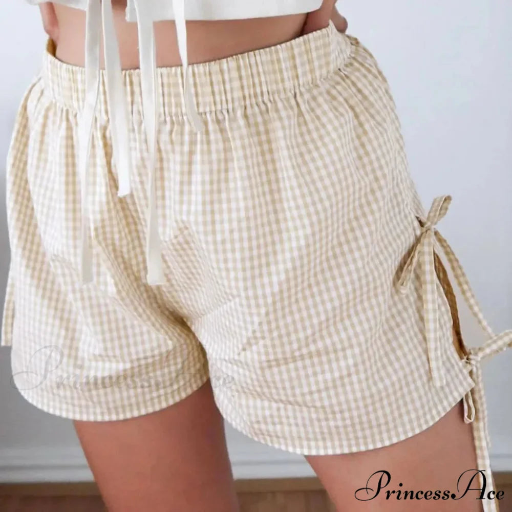 Checkered Side Strap Loose Wide Sweat Fitness Running New Short