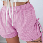 Checkered Side Strap Loose Wide Sweat Fitness Running New Short