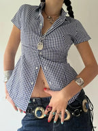 Checkered Sleek Buttoned Up Top