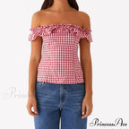 Checkered Square Neck Crop Top